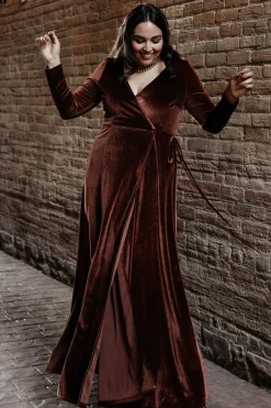 Clearance Baltic Born Esmerelda Velvet Wrap Maxi Dress | Bronze