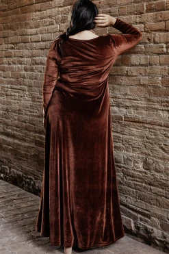 Clearance Baltic Born Esmerelda Velvet Wrap Maxi Dress | Bronze