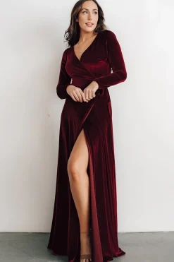 Outlet Baltic Born Esmerelda Velvet Wrap Maxi Dress | Merlot