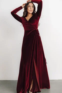 Outlet Baltic Born Esmerelda Velvet Wrap Maxi Dress | Merlot