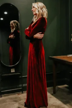 Outlet Baltic Born Esmerelda Velvet Wrap Maxi Dress | Merlot