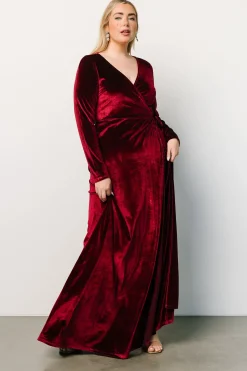 Outlet Baltic Born Esmerelda Velvet Wrap Maxi Dress | Merlot