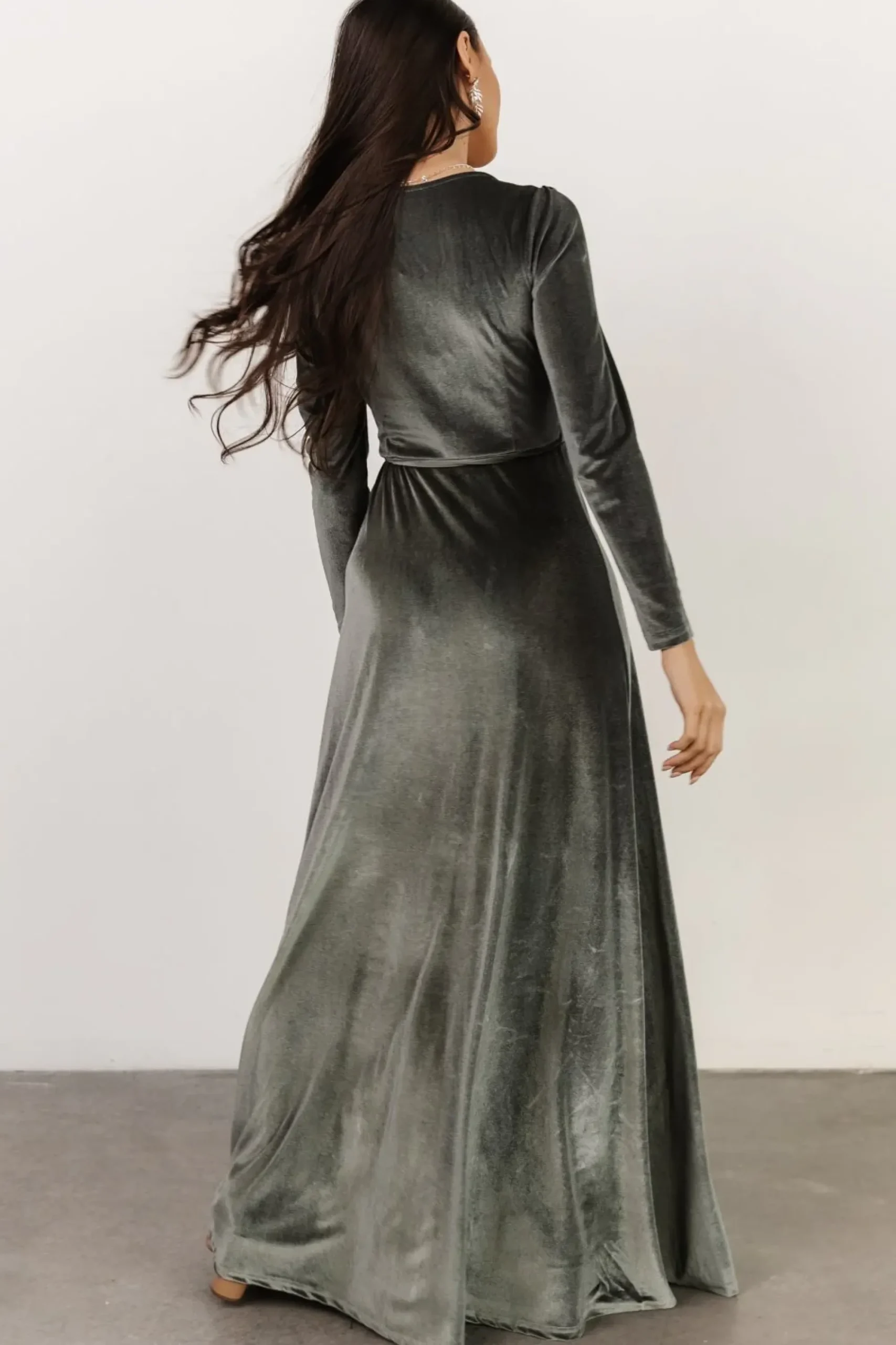 Clearance Baltic Born Esmerelda Velvet Wrap Maxi Dress | Eucalyptus