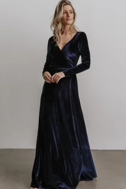 Online Baltic Born Esmerelda Velvet Wrap Maxi Dress | Navy