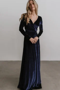 Online Baltic Born Esmerelda Velvet Wrap Maxi Dress | Navy