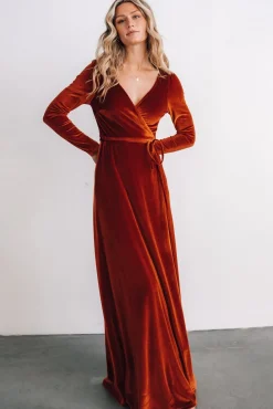 Fashion Baltic Born Esmerelda Velvet Wrap Maxi Dress | Rust