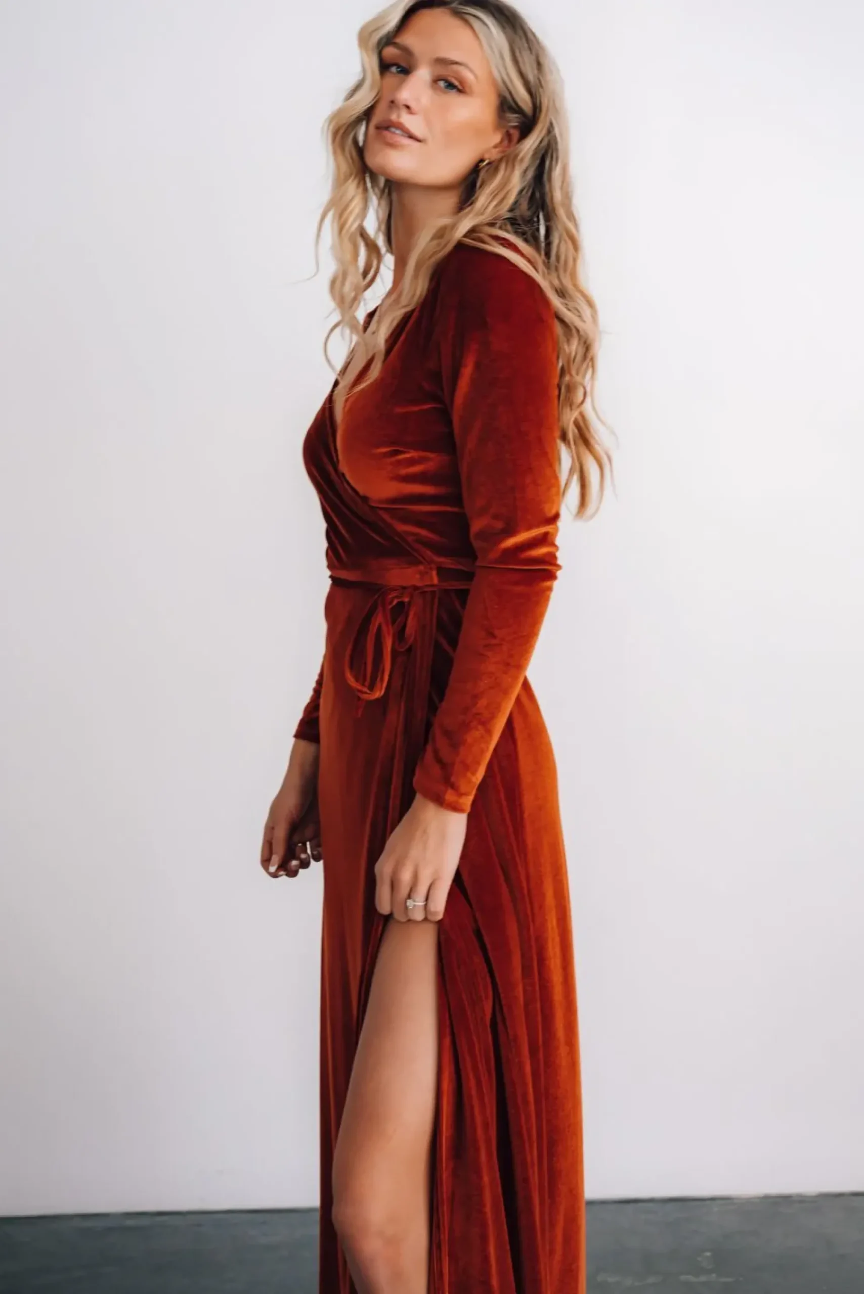 Fashion Baltic Born Esmerelda Velvet Wrap Maxi Dress | Rust