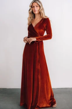 Fashion Baltic Born Esmerelda Velvet Wrap Maxi Dress | Rust