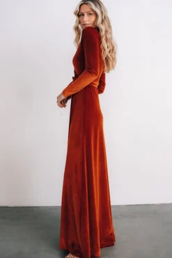 Fashion Baltic Born Esmerelda Velvet Wrap Maxi Dress | Rust