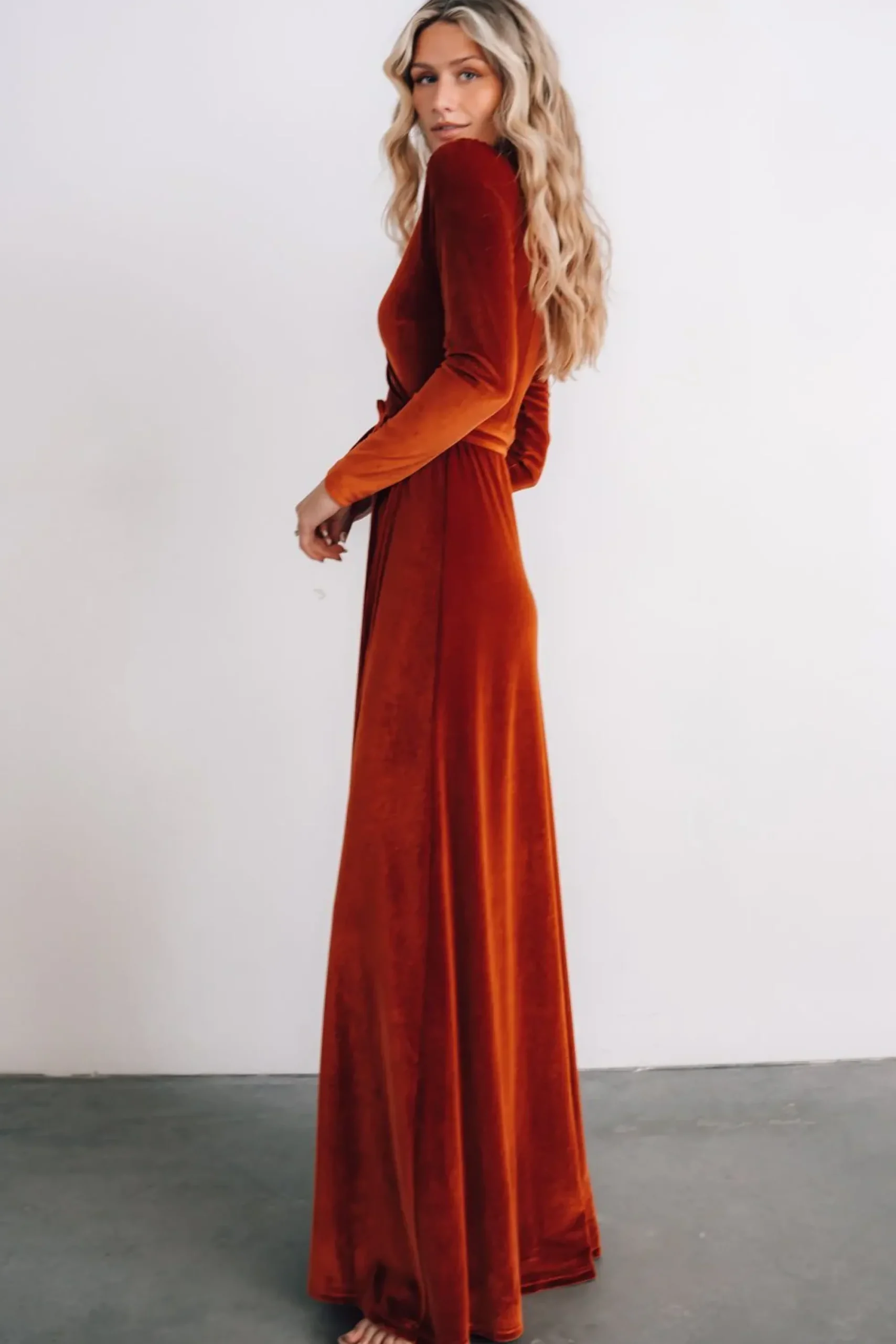 Fashion Baltic Born Esmerelda Velvet Wrap Maxi Dress | Rust