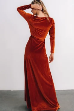 Fashion Baltic Born Esmerelda Velvet Wrap Maxi Dress | Rust
