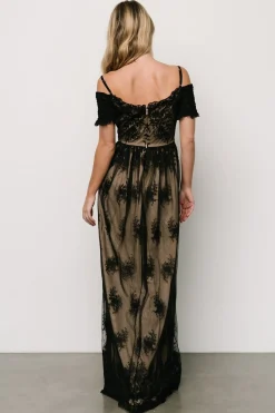Sale Baltic Born Esperanza Tulle Embroidered Maxi Dress | Black + Nude