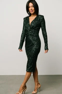 New Baltic Born Estrella Sequin Midi Dress | Dark Green