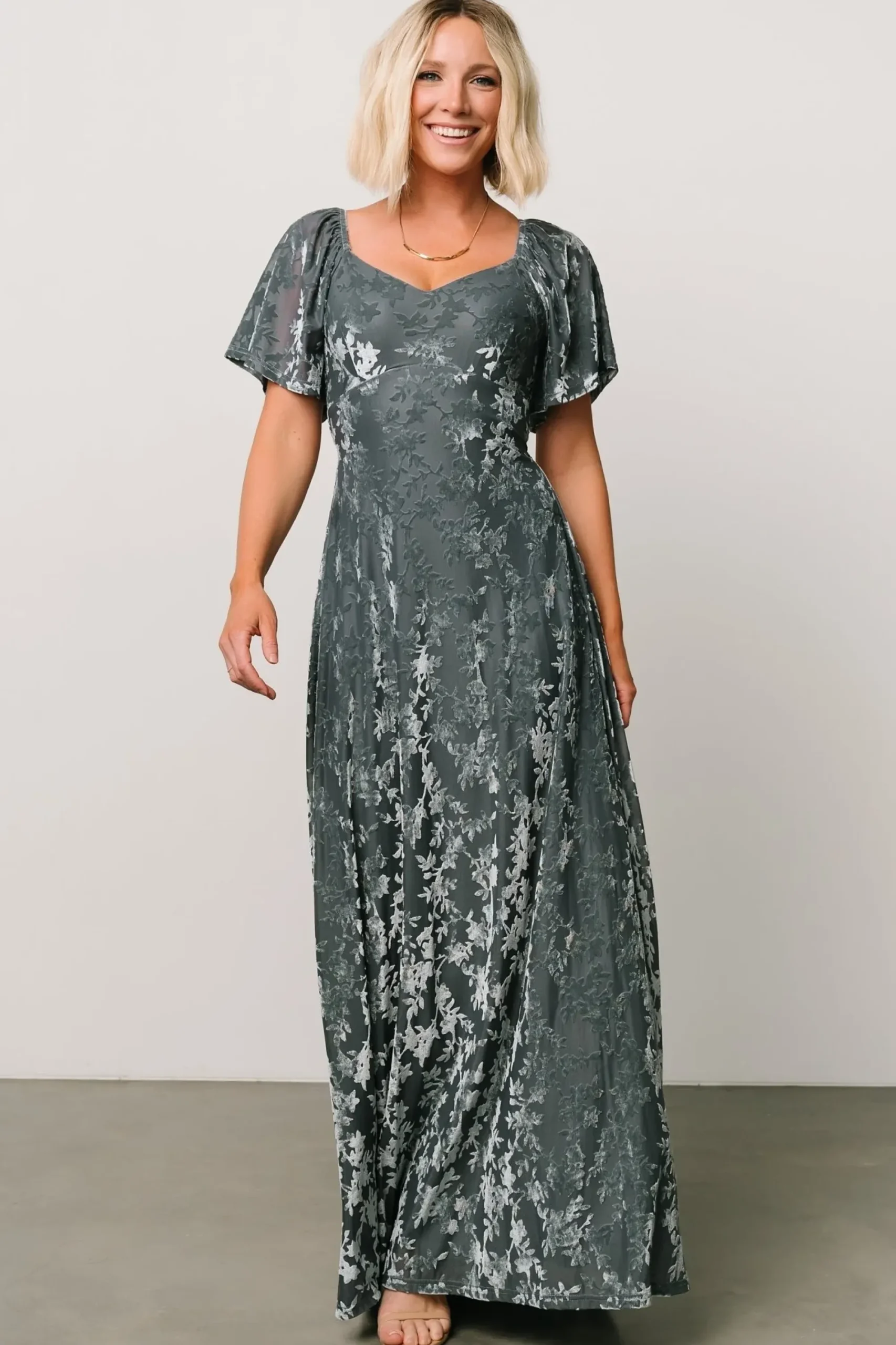 Discount Baltic Born Everley Velvet Maxi Dress | Dusty Blue
