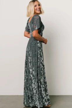 Discount Baltic Born Everley Velvet Maxi Dress | Dusty Blue