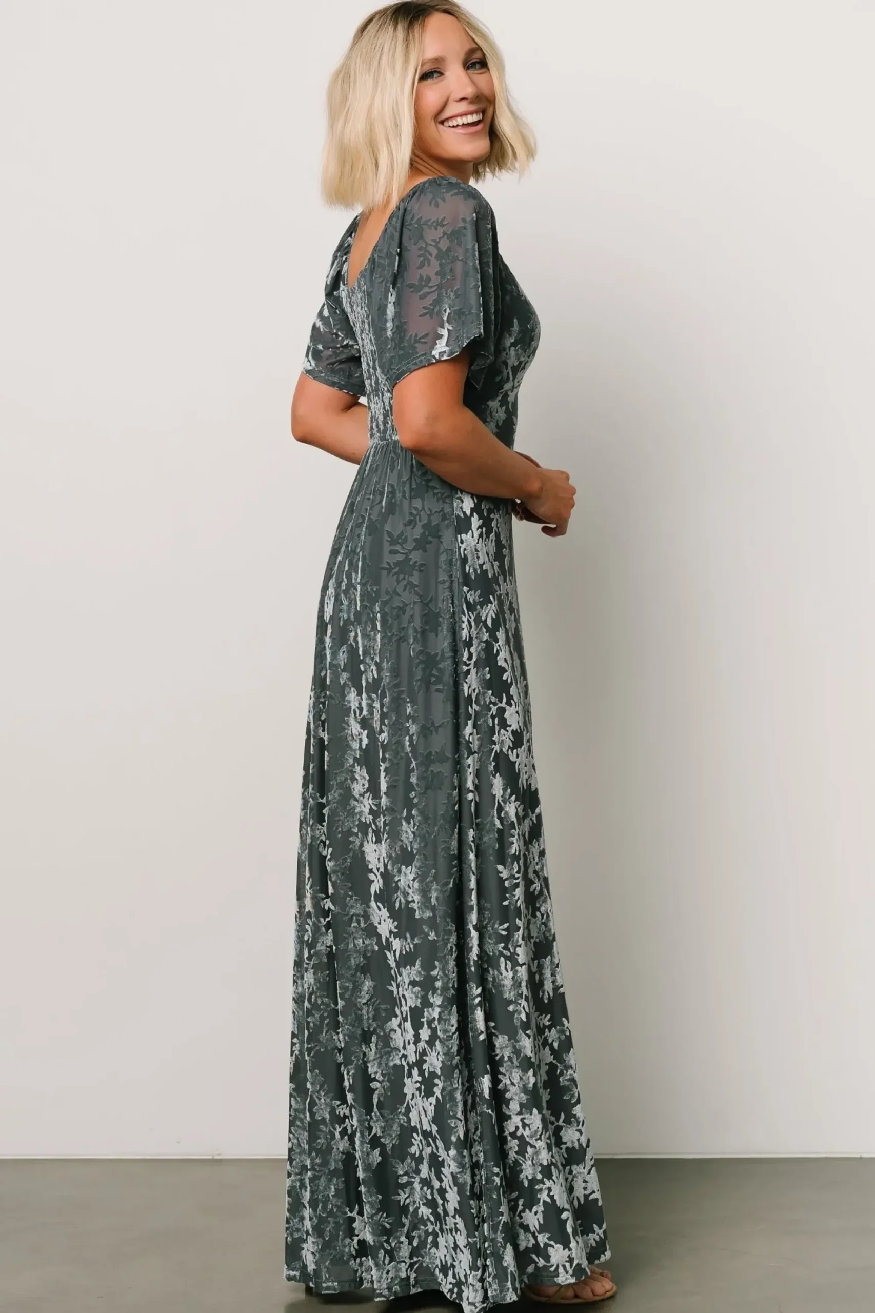 Discount Baltic Born Everley Velvet Maxi Dress | Dusty Blue