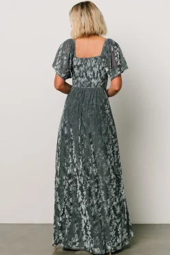 Discount Baltic Born Everley Velvet Maxi Dress | Dusty Blue