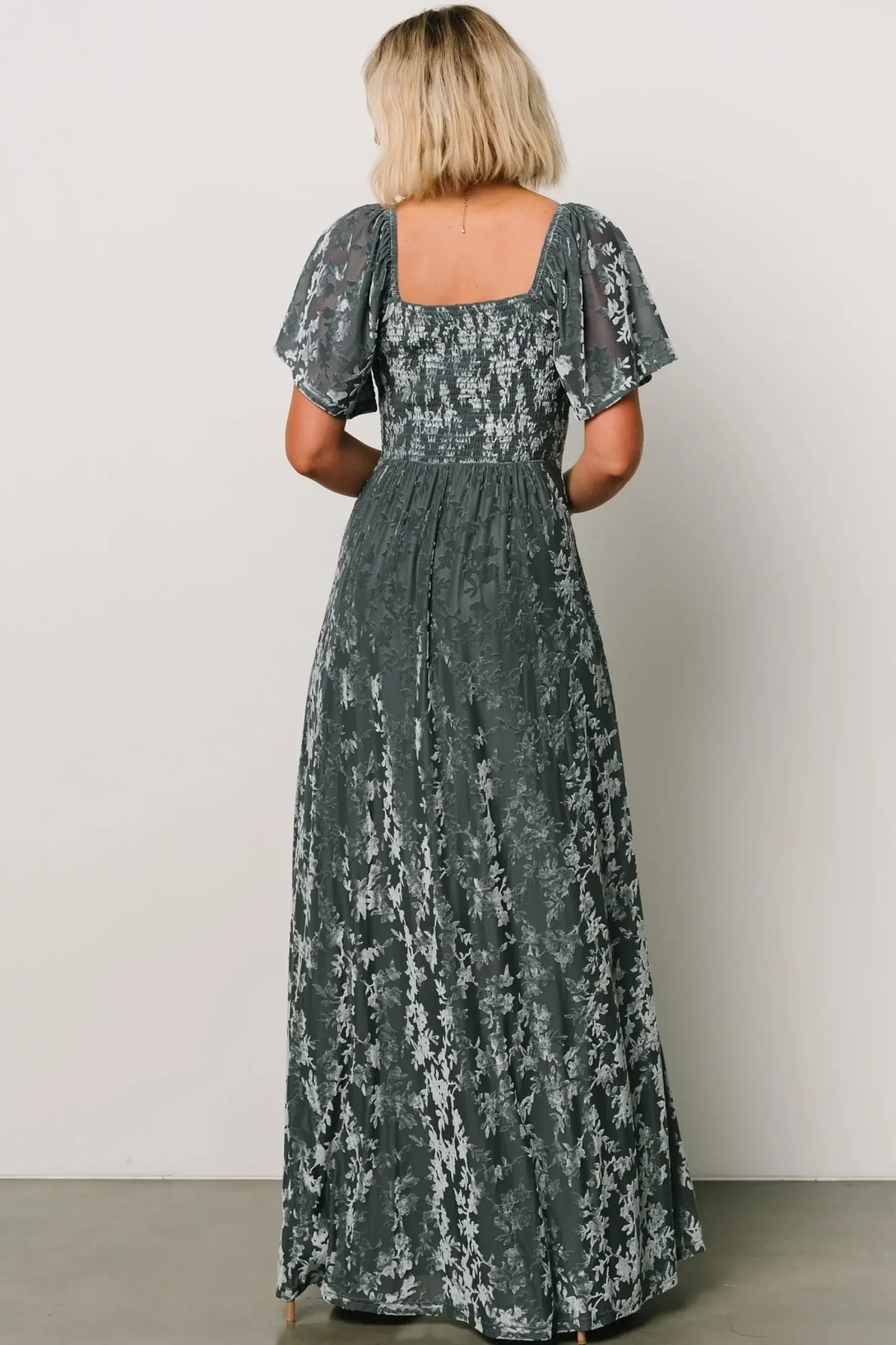 Discount Baltic Born Everley Velvet Maxi Dress | Dusty Blue