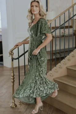 Fashion Baltic Born Everley Velvet Maxi Dress | Dark Sage