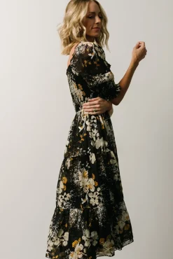 Discount Baltic Born Fabian Jacquard Midi Dress | Black Floral