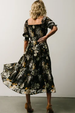 Discount Baltic Born Fabian Jacquard Midi Dress | Black Floral