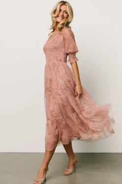 Clearance Baltic Born Fabian Jacquard Midi Dress | Mauve + Gold