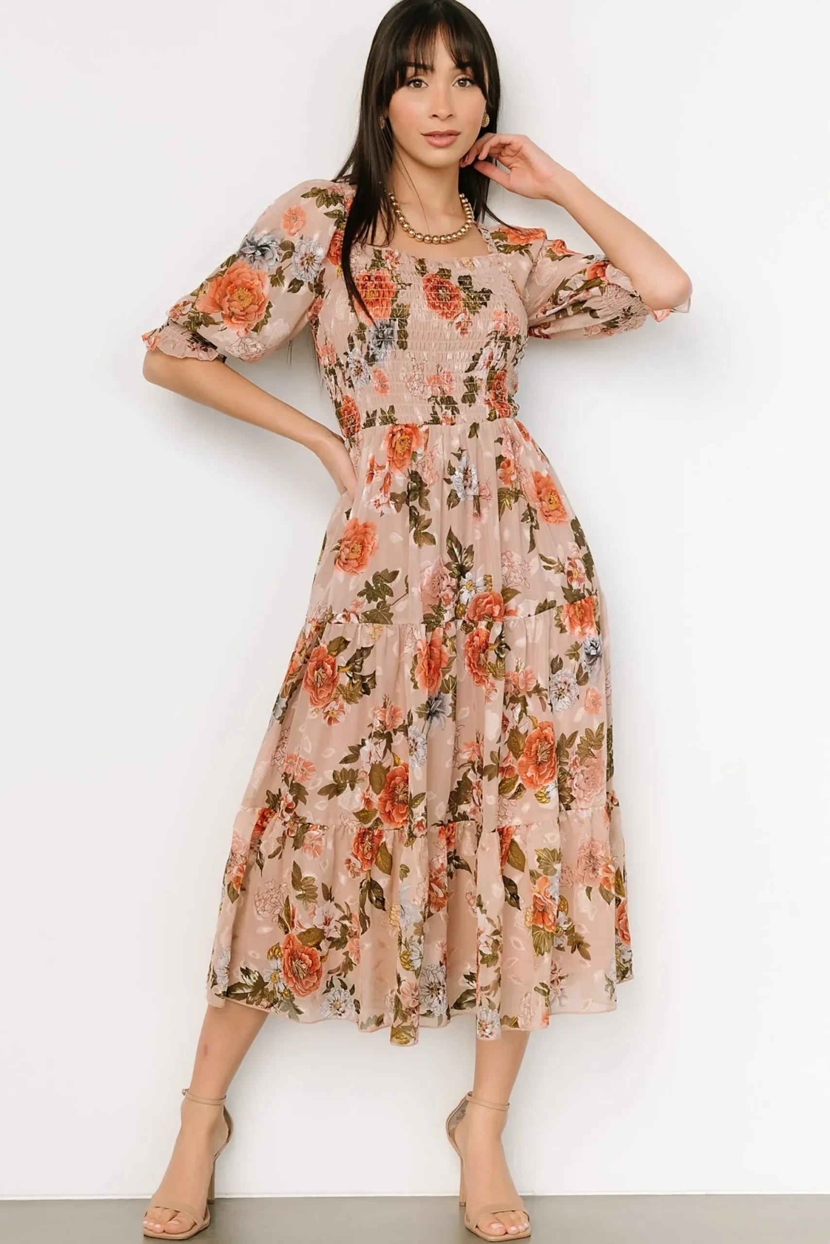 Fashion Baltic Born Fabian Jacquard Midi Dress | Dusty Mauve Multi