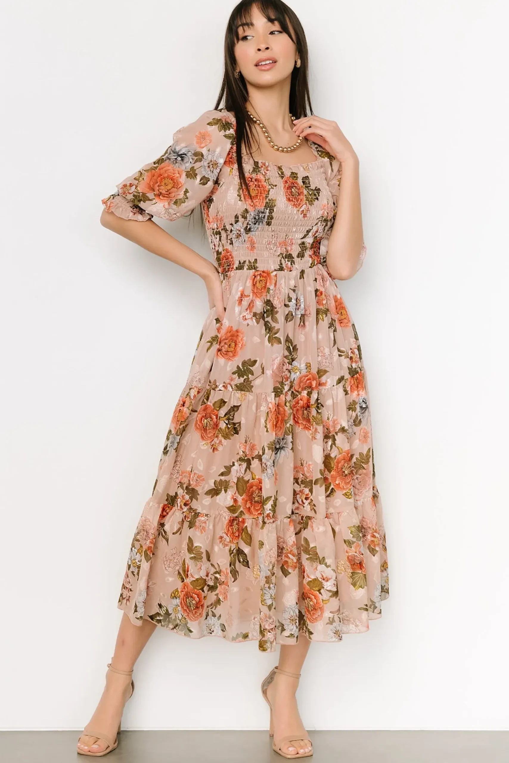 Fashion Baltic Born Fabian Jacquard Midi Dress | Dusty Mauve Multi