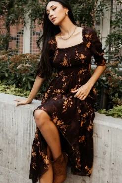 Best Baltic Born Fabian Jacquard Midi Dress | Mahogany Floral