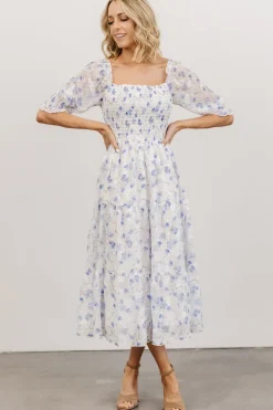 Clearance Baltic Born Fabian Jacquard Midi Dress | Blue Floral