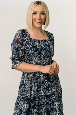 New Baltic Born Fabian Jacquard Midi Dress | Indigo Print