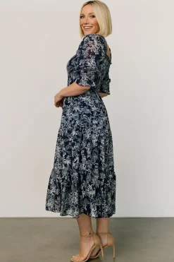 New Baltic Born Fabian Jacquard Midi Dress | Indigo Print