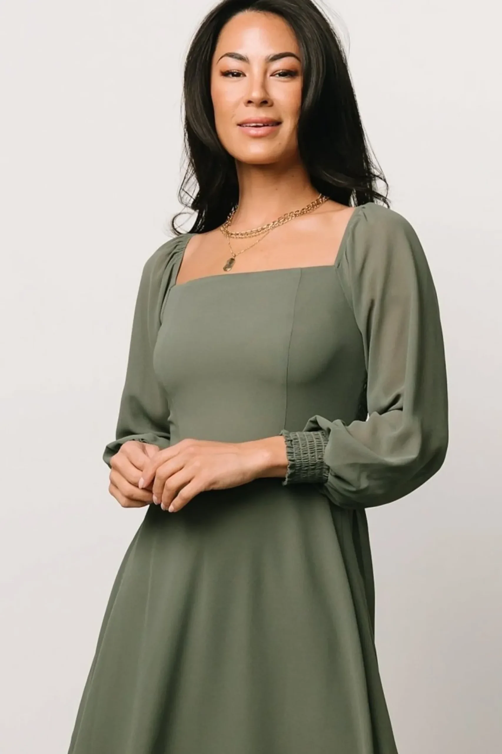 Online Baltic Born Fabric Swatch - Elise Chiffon | Dark Sage