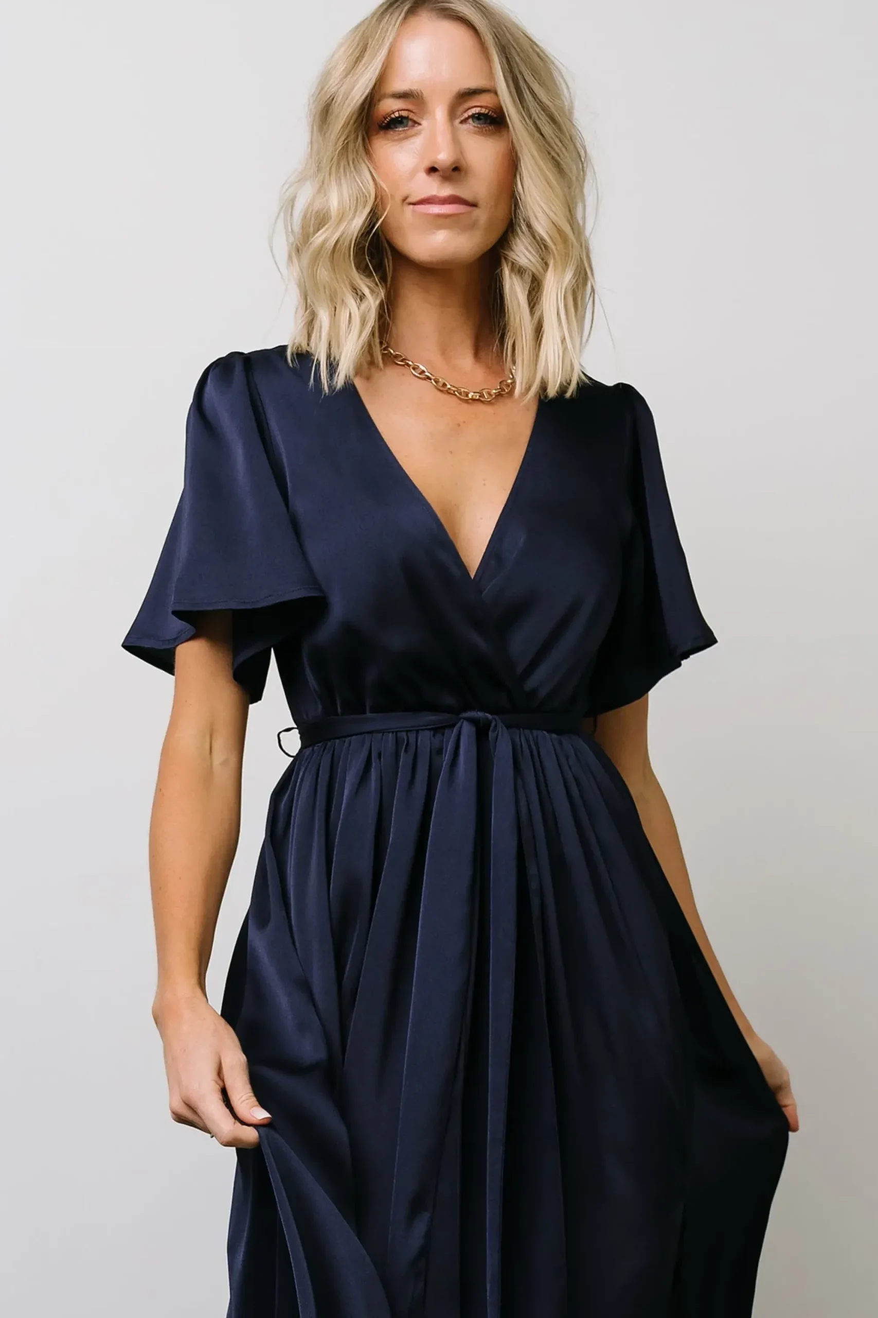 Fashion Baltic Born Fabric Swatch - Sicily Satin | Navy