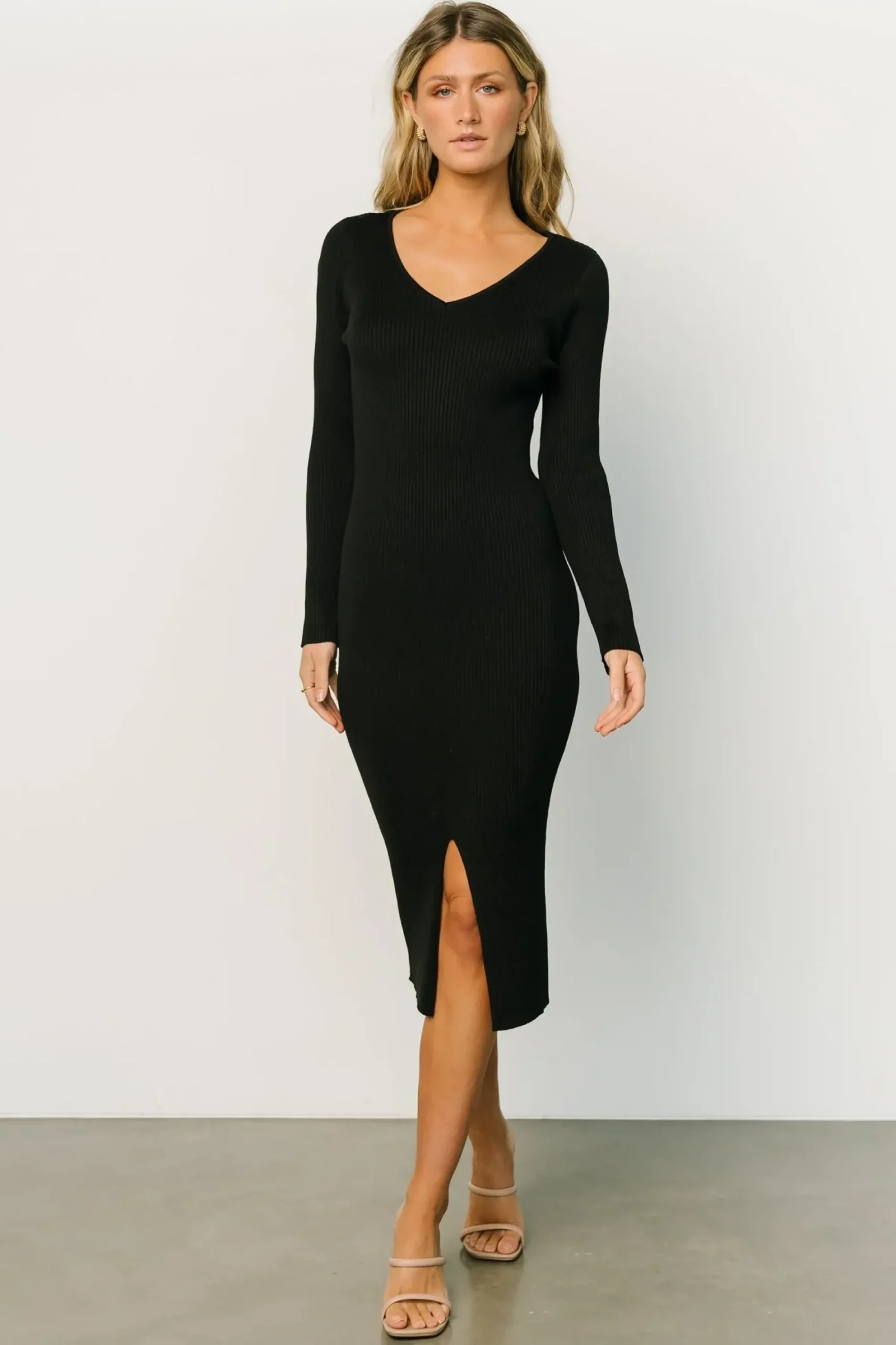 Clearance Baltic Born Fairmount Ribbed Midi Dress | Black