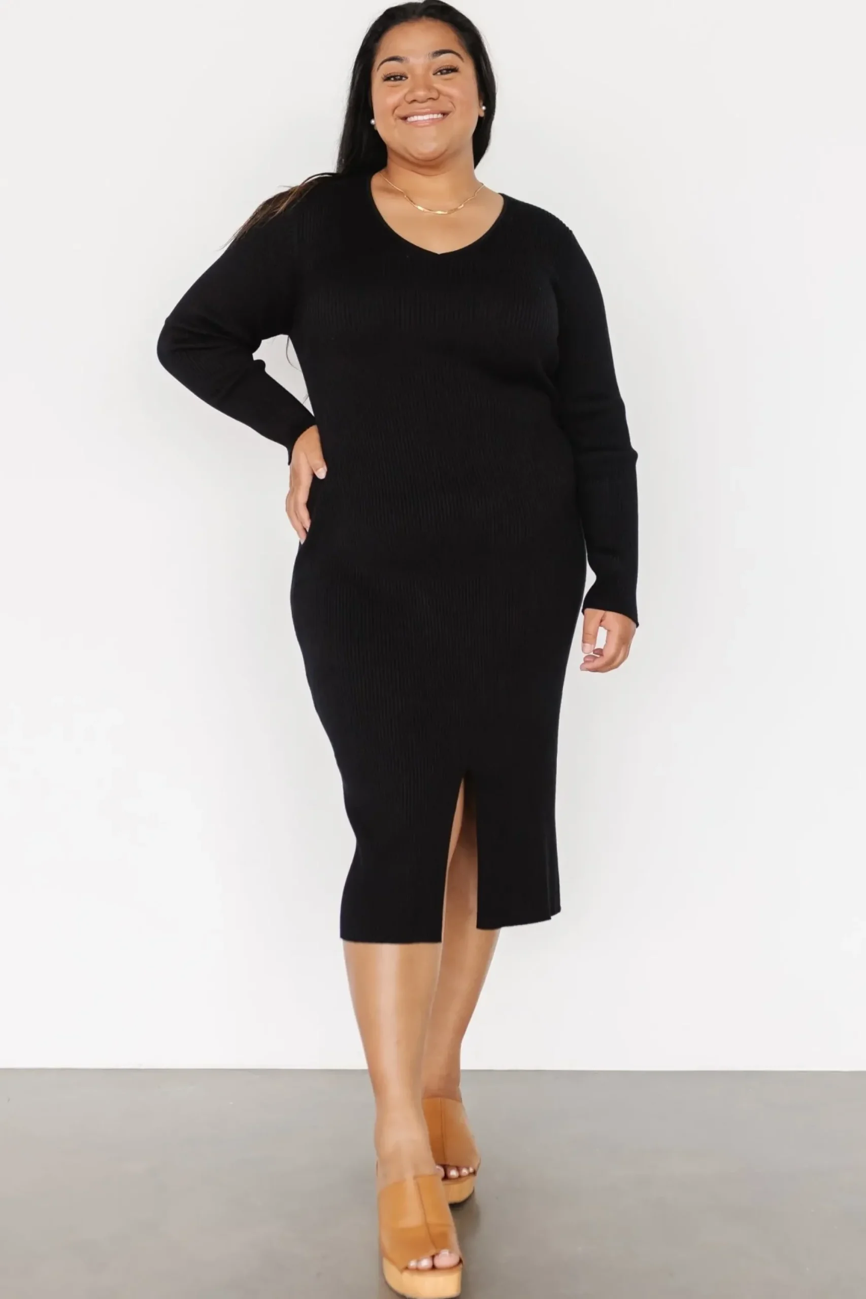 Clearance Baltic Born Fairmount Ribbed Midi Dress | Black
