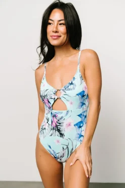 Online Baltic Born Falesia Ribbed One Piece | Turquoise Floral