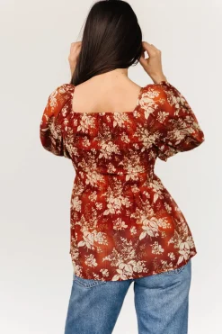 Online Baltic Born Fenna Smocked Top | Rust Floral