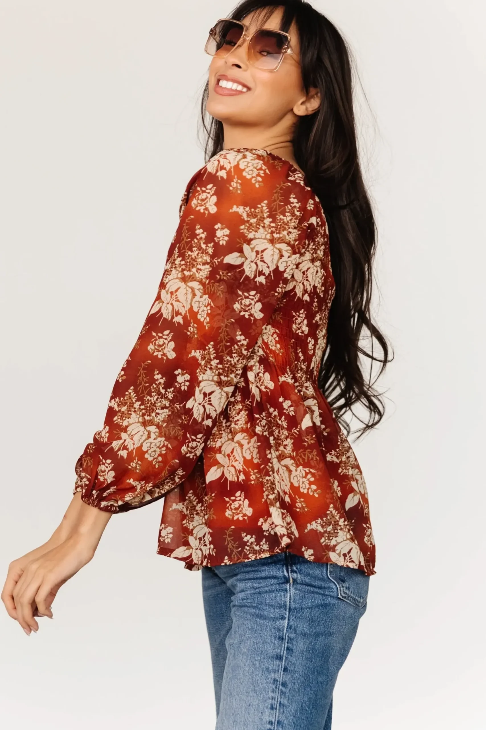 Online Baltic Born Fenna Smocked Top | Rust Floral