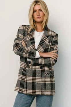 Outlet Baltic Born Francis Plaid Blazer | Black + Taupe