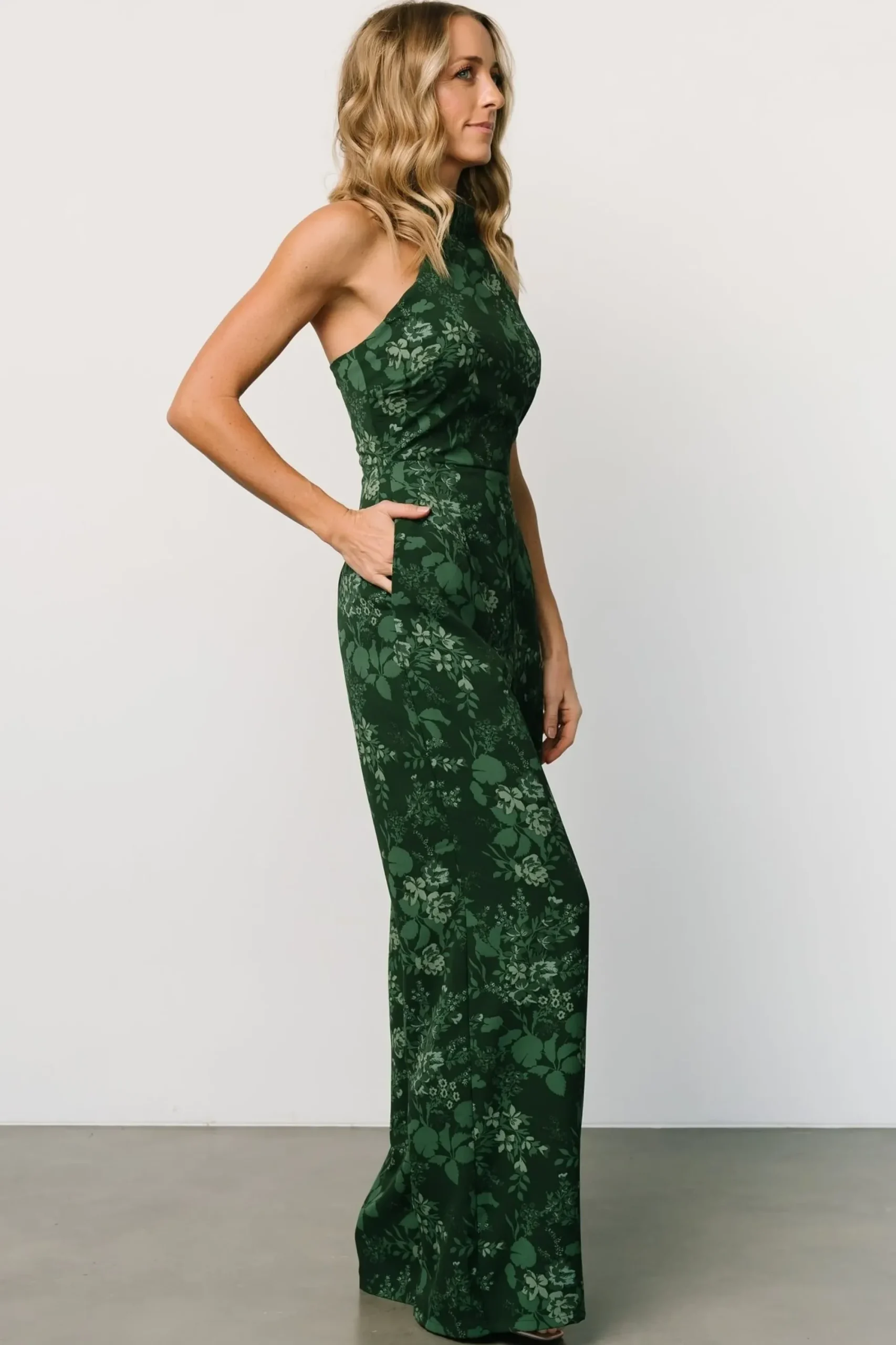 Online Baltic Born Freya Halter Jumpsuit | Emerald Floral