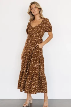 Sale Baltic Born Gables Puff Sleeve Maxi Dress | Brown Multi