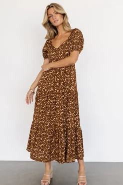 Sale Baltic Born Gables Puff Sleeve Maxi Dress | Brown Multi
