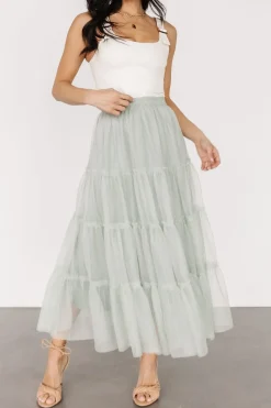 New Baltic Born Galena Tulle Skirt | Light Sage