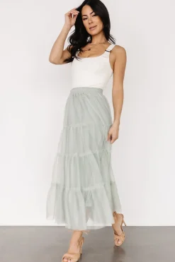 New Baltic Born Galena Tulle Skirt | Light Sage