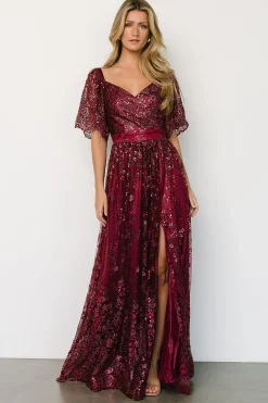 Best Baltic Born Genevieve Glitter Maxi Dress | Wine