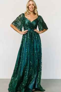 Hot Baltic Born Genevieve Glitter Maxi Dress | Emerald