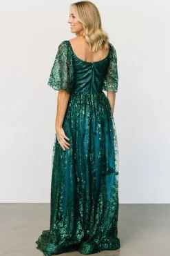 Hot Baltic Born Genevieve Glitter Maxi Dress | Emerald