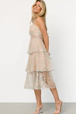 Hot Baltic Born Georgiana Embroidered Midi Dress | Sage