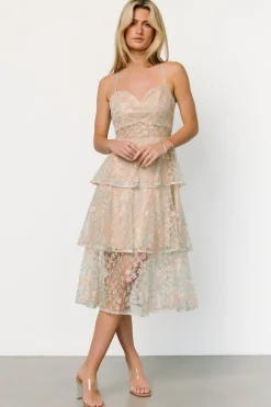 Hot Baltic Born Georgiana Embroidered Midi Dress | Sage